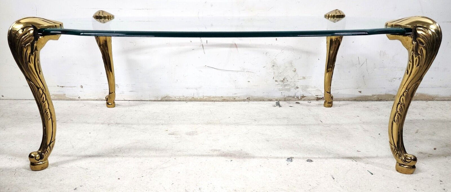 French Provincial Coffee Table Brass & Glass Vintage 1970s by CHAPMAN