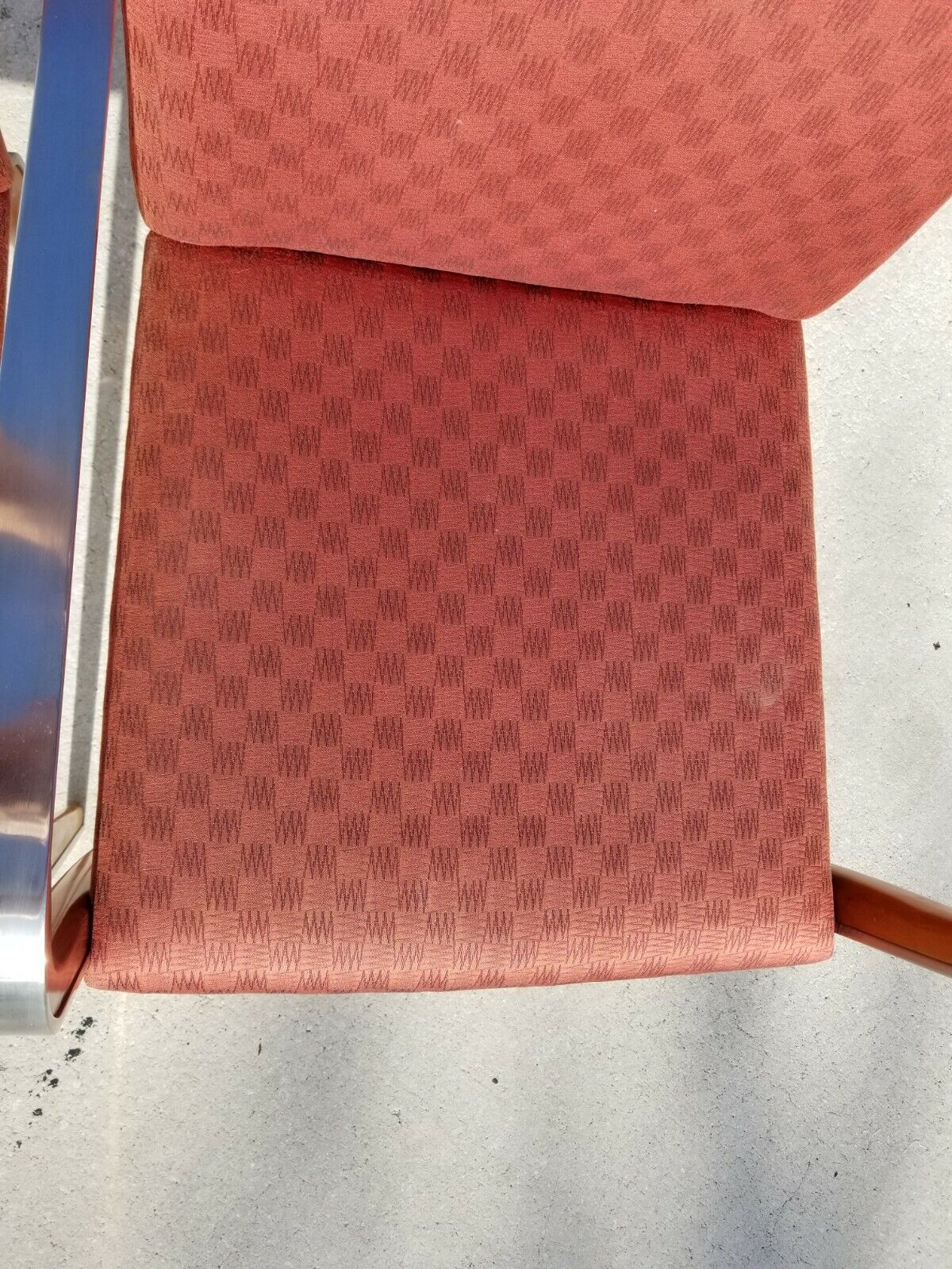 Set of 2 MCM Solid Chrome & Wood Dining Armchairs Accent Chairs