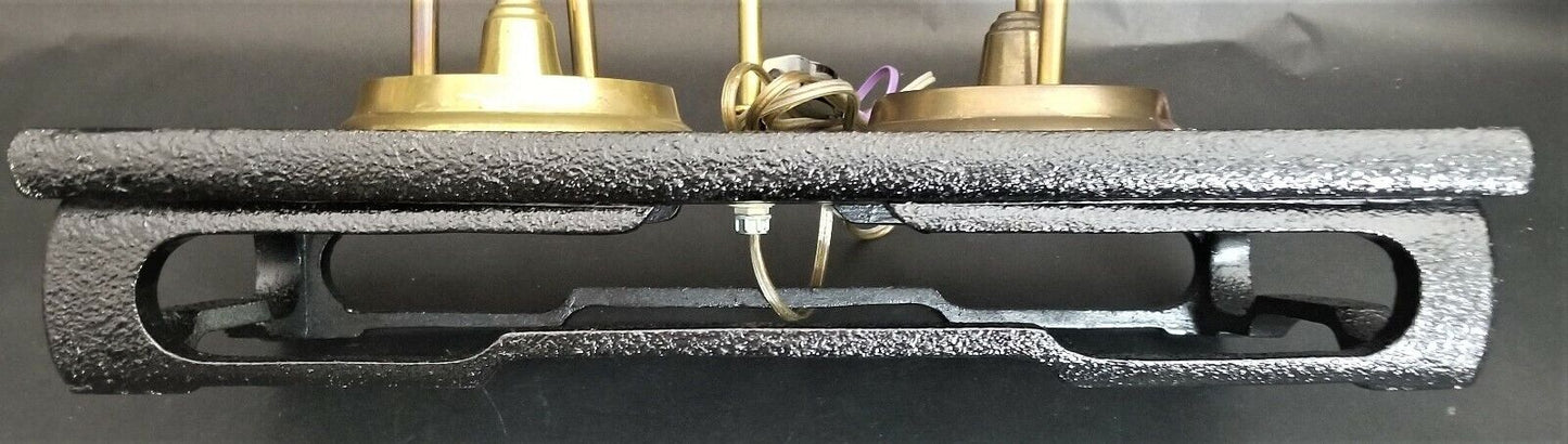 Large Mid Century Vintage Asian Chinoiserie Table Lamp Brass Cranes on Wood Base