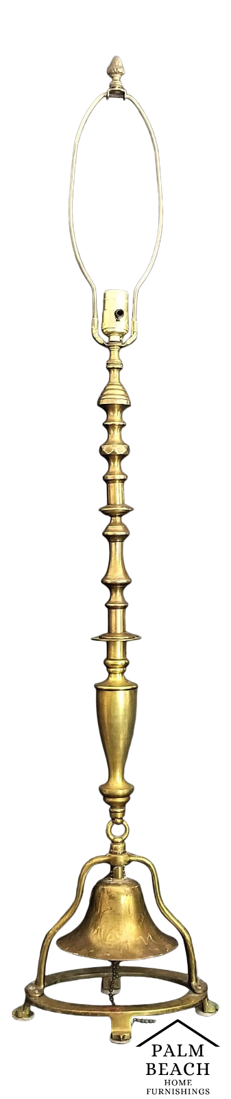 Tall Solid Brass Lamp with Working Dinner Ship Call Bell Base 47"
