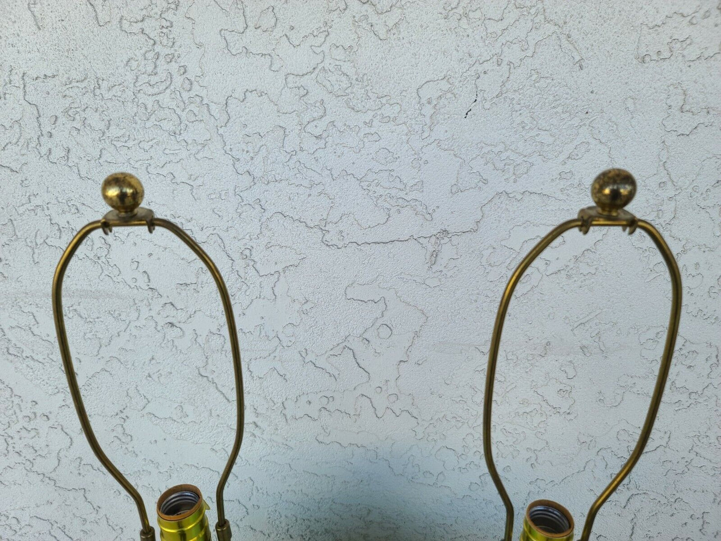 Pair of Asian Chinoiserie Ming Ceramic Ginger Jar & Brass Table Lamps In Aqua