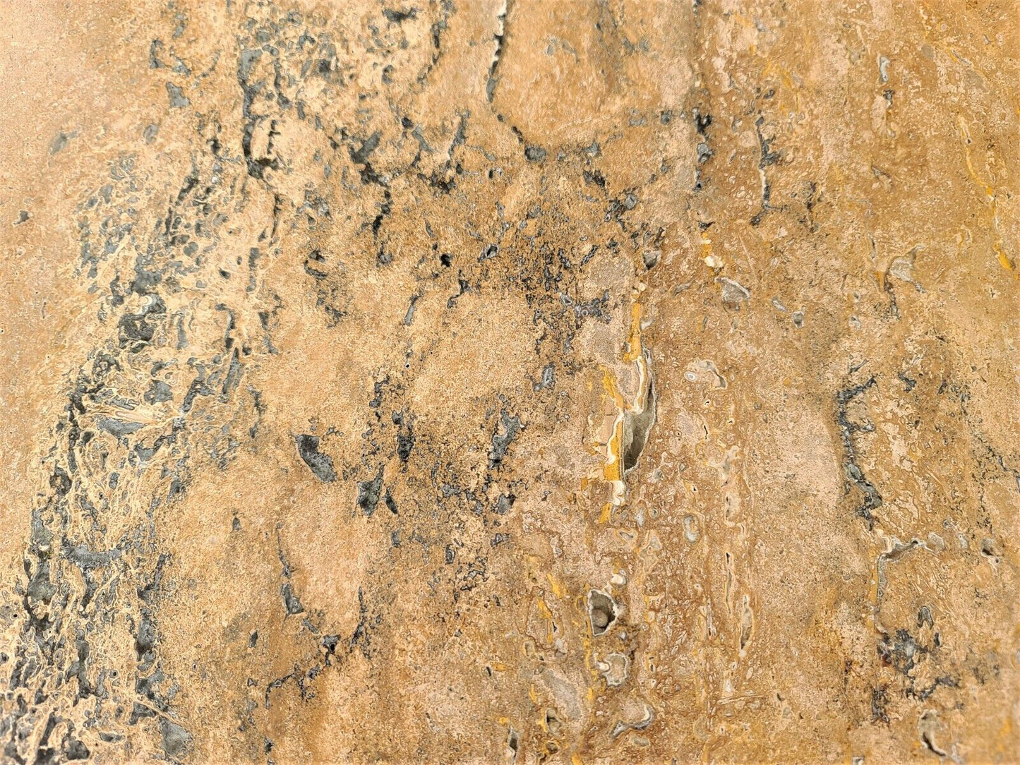 Italian Walnut Travertine Marble Side End Table by Stone International