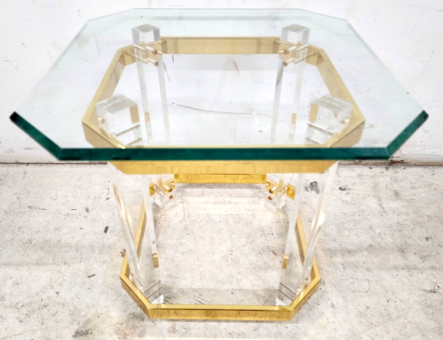 Lucite Side Coffee Table CHARLES HOLLIS JONES Style 24 Karat Gold Plated Petite