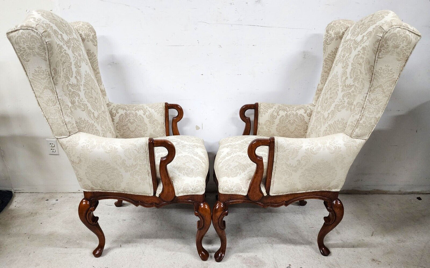 Pair of Fabulous Chinese Chippendale Wingback Armchairs by BAU Furniture of California