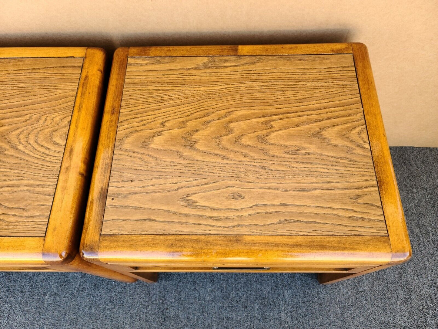 Vtg Pair Of GLENN of CALIFORNIA Mid Century Modern Wicker Accented Nightstands