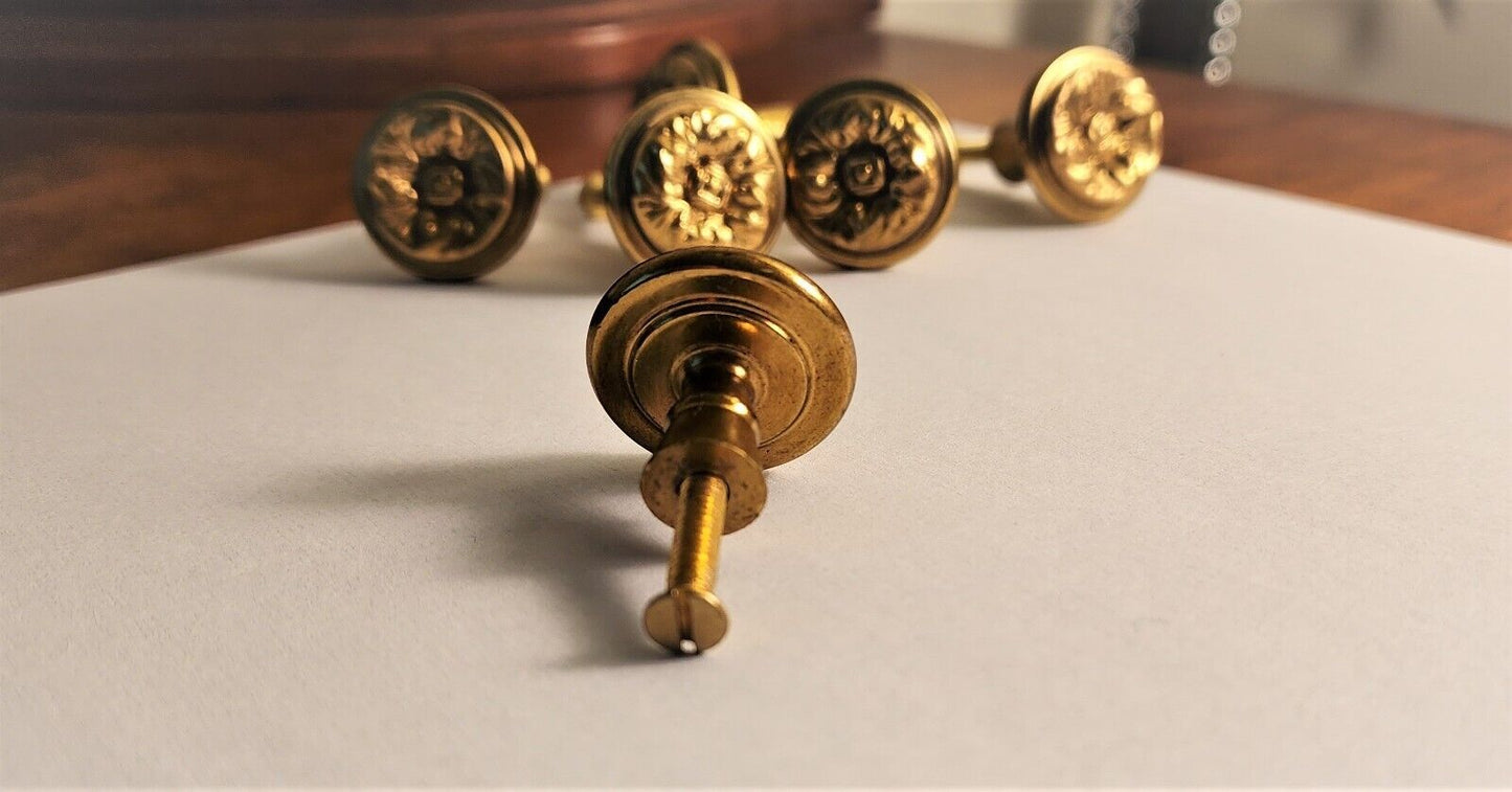 (1) Vintage Maitland Smith Brass Flower Drawer Pull