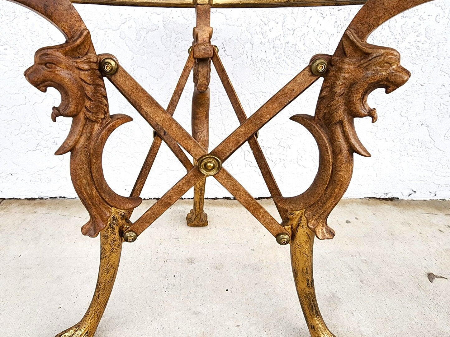 Gueridon Table Patinated and Gilt-Bronze with Marble Top