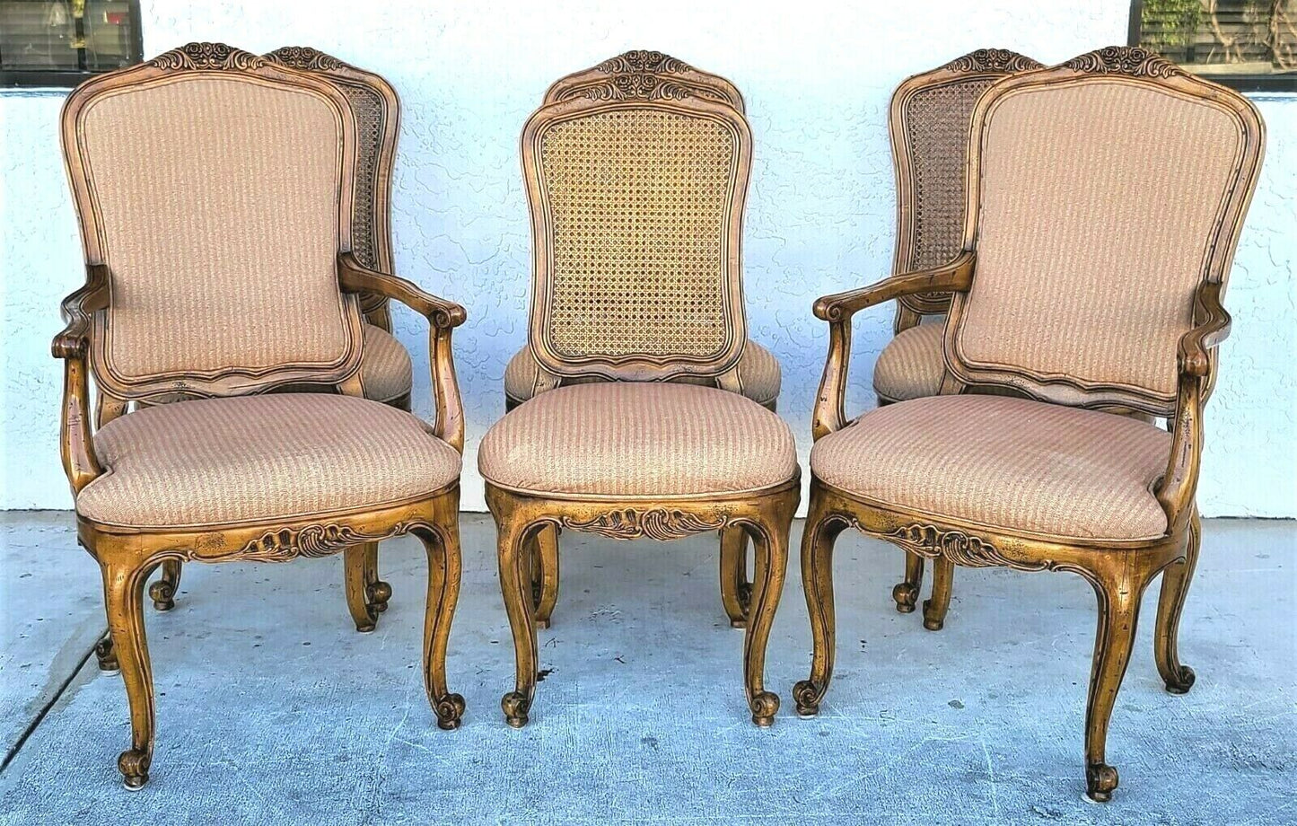 HENREDON French Provincial Cane Back Dining Chairs - Set of 6