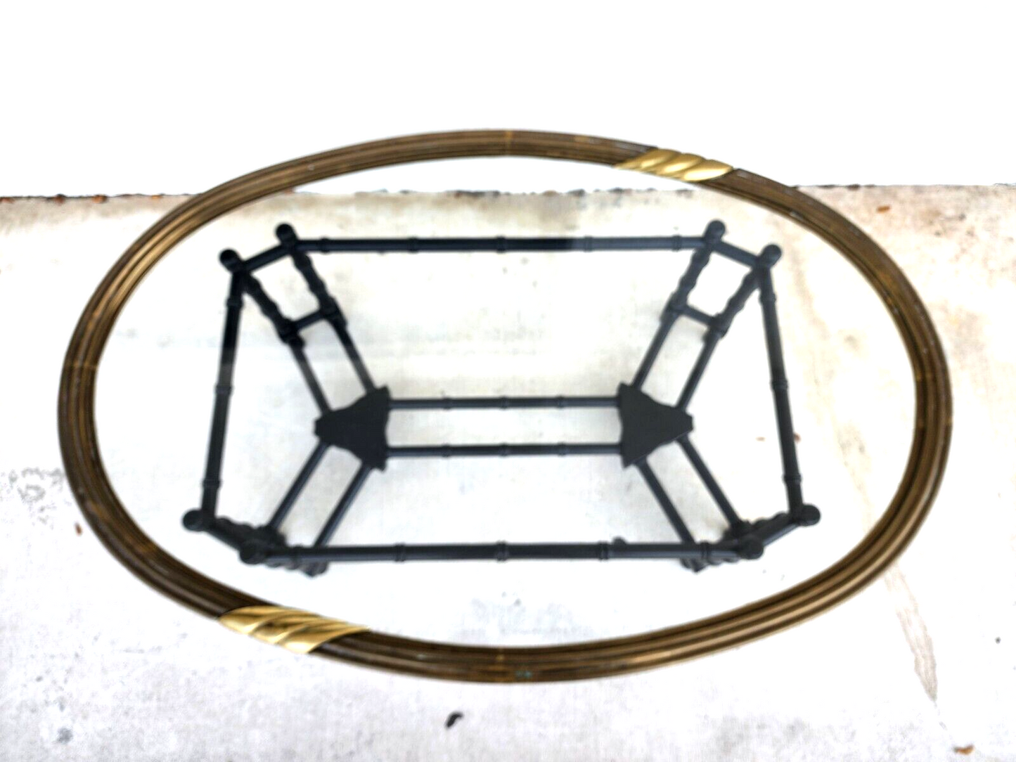Brass Tray Coffee Table Bamboo Glass Chippendale Asian Regency