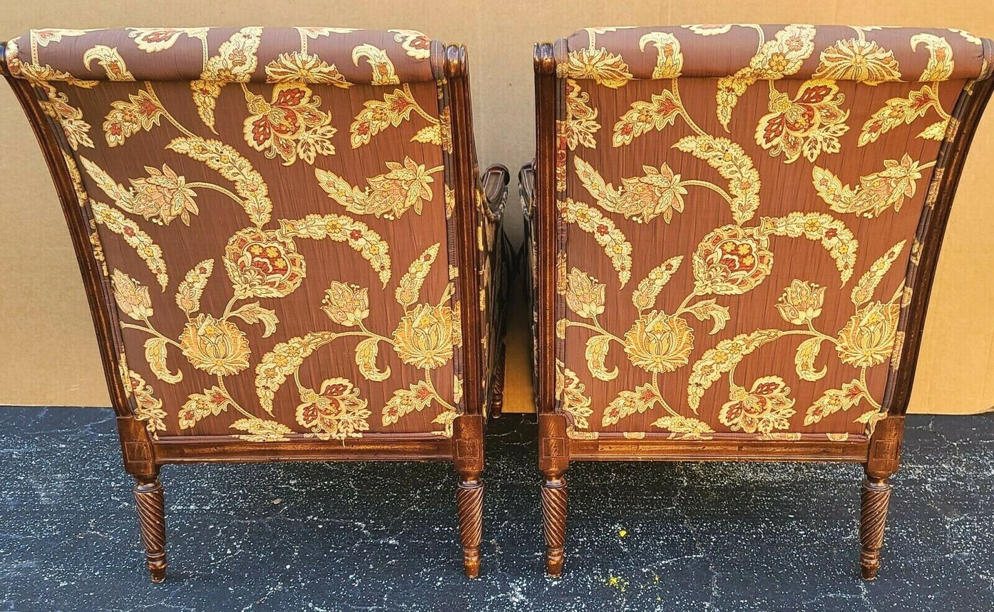 Antique Pair of Silk Armchairs by ROBERT ALLEN