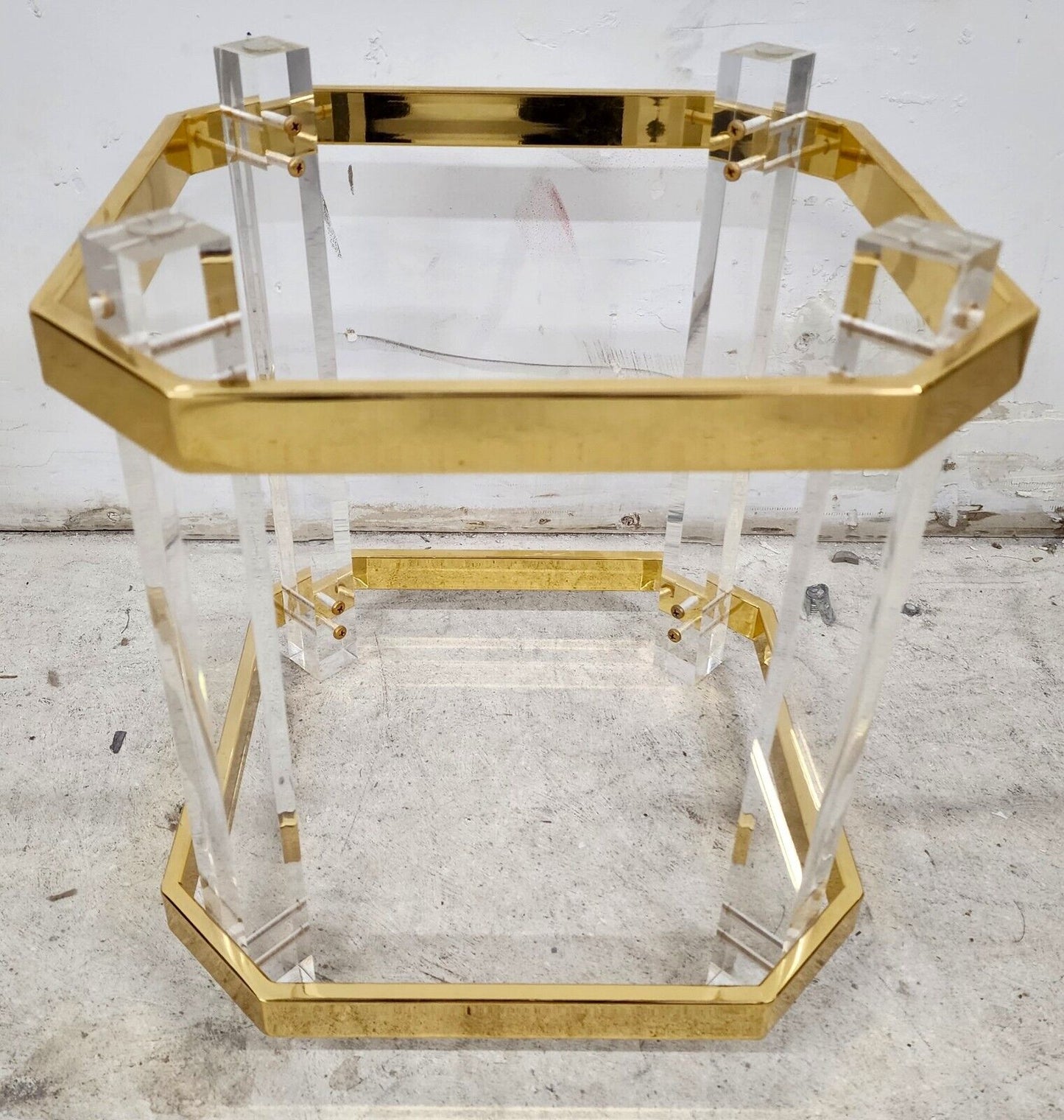 Lucite Side Coffee Table CHARLES HOLLIS JONES Style 24 Karat Gold Plated Petite