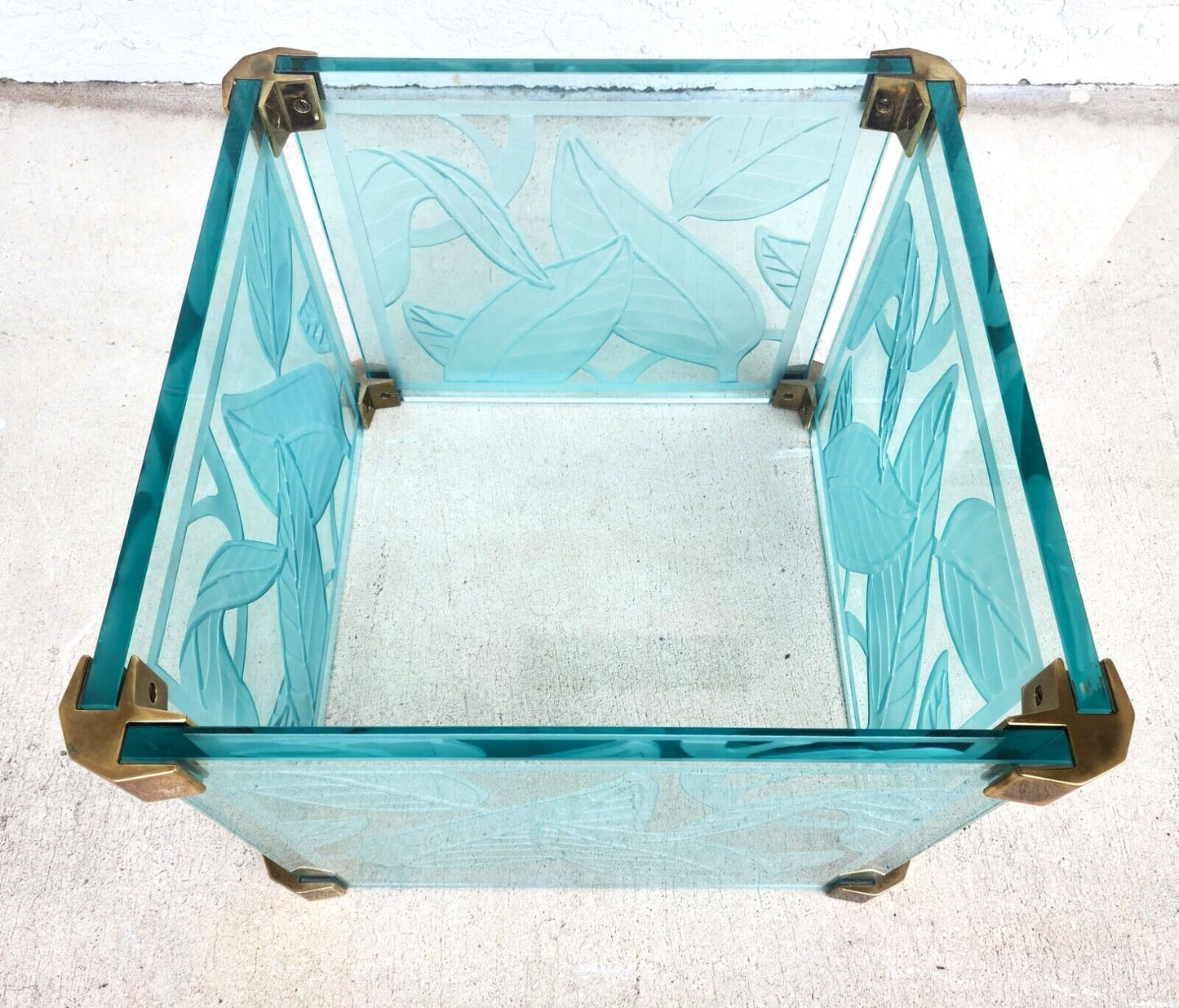 Coffee Cocktail Table Etched Glass Dennis Abbe Coastal Palm Beach