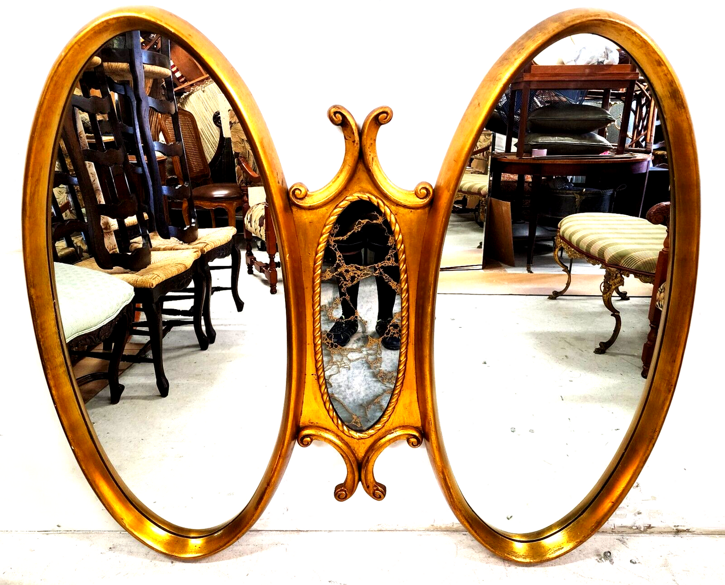 French Giltwood Mirror Gold Leaf Vintage Huge 54" x 48"