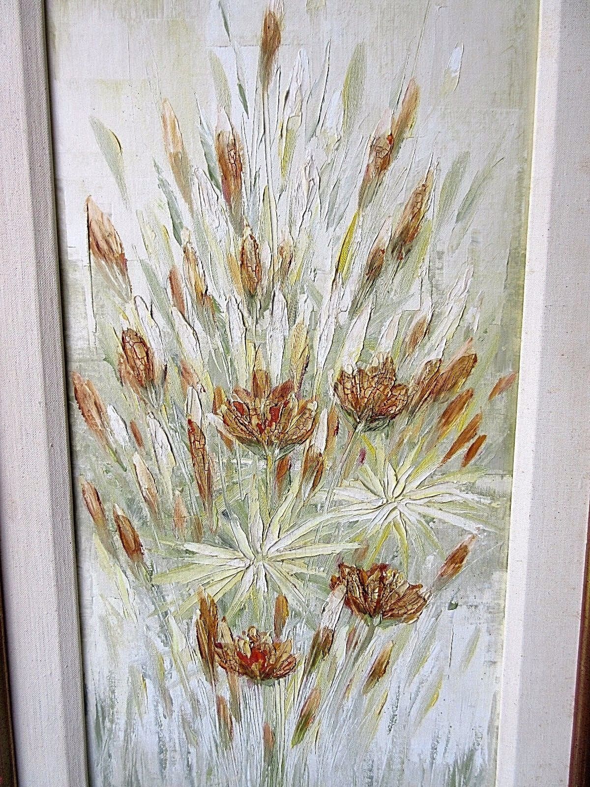 VTG SIGNED JOHN BORDIUK (20th cent, Amer) FLOWERS TEXTURED IMPASTO OIL PAINTING