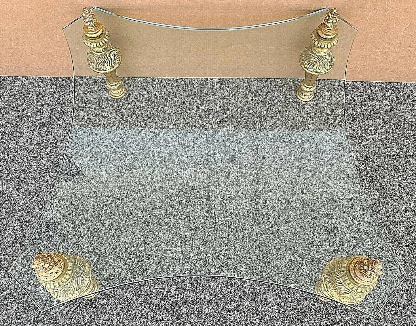 Vintage FRANCISCO HURTADO Hollywood Regency Glass Giltwood Coffee Cocktail Table