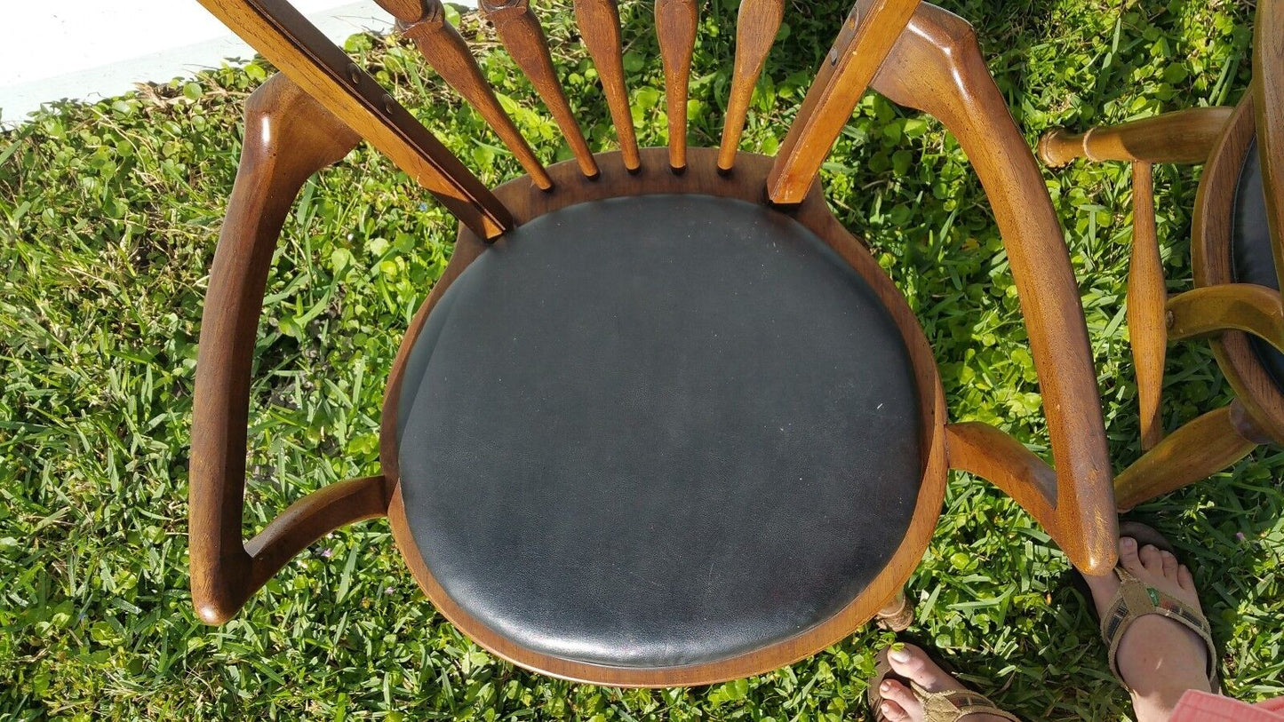 Pair Vtg Mid Century 1954 THOMASVILLE Bentwood Windsor Dining Armchairs Bowback