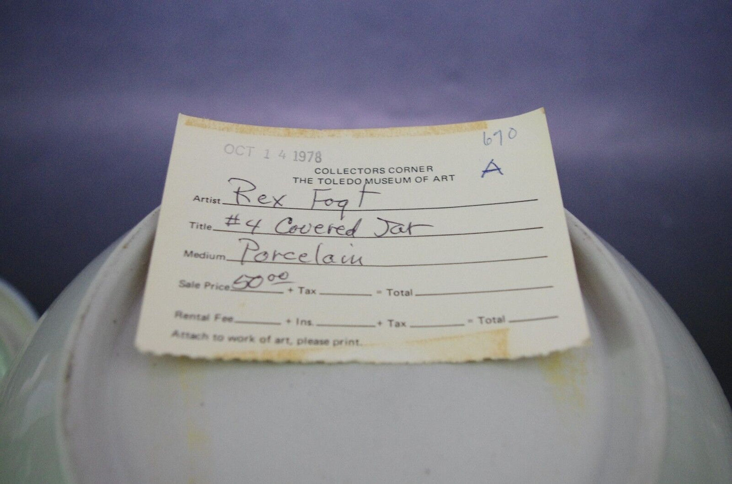 1978 Rex Fogt Signed Hand Painted Porcelain Lidded Jar Art Pottery Toledo Museum