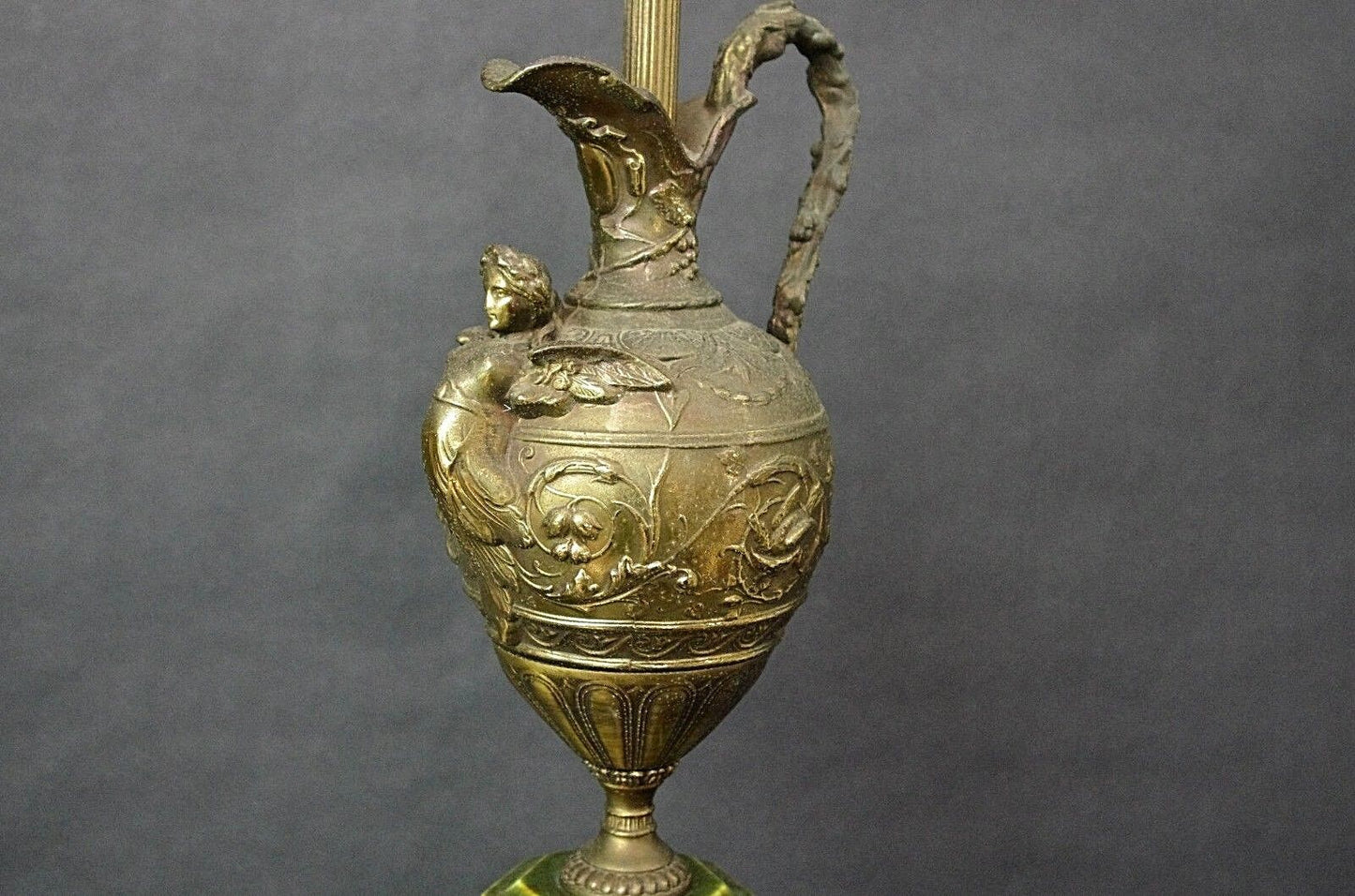 Vintage Westwood Ind Brass Cherub Angel Ewer Pitcher Ceramic Table Lamp 40"