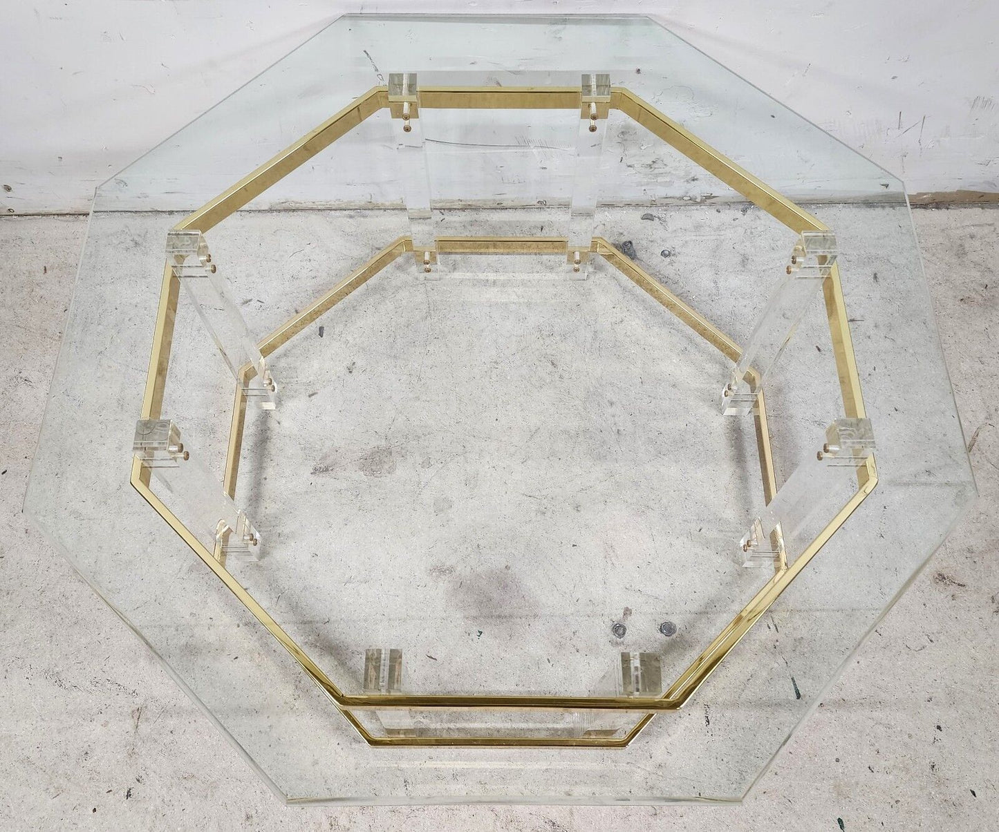 Lucite Coffee Table CHARLES HOLLIS JONES Style 24 Karat Gold Plated