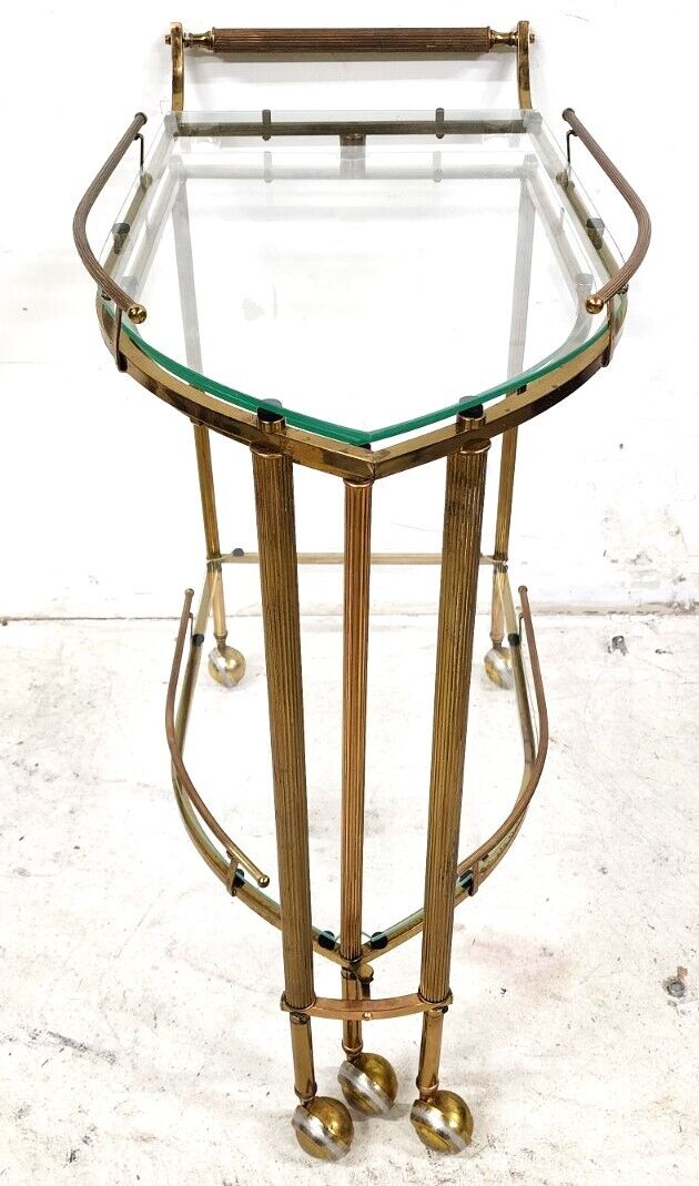 Vintage Bar Cart Folding Brass & Glass GLOBAL VIEWS Style