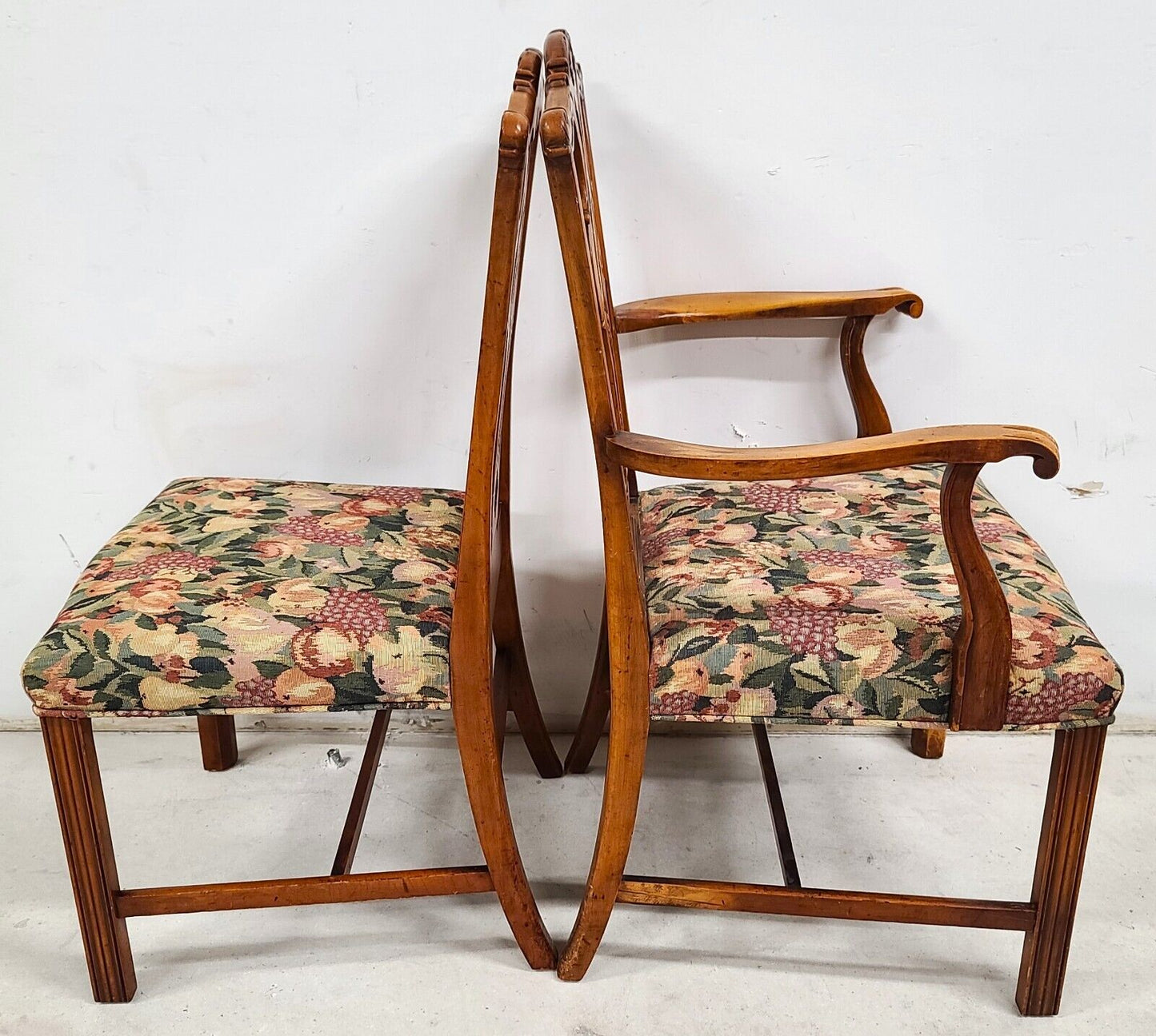 Antique 1930s Set of 6 Mahogany Chippendale Dining Chairs