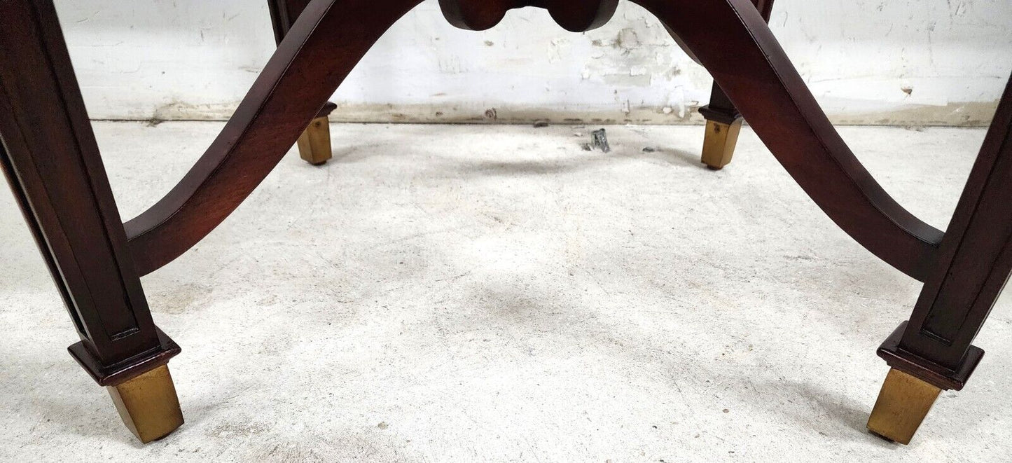 Mahogany Center Side Table Brass Pie Crust Top by JD Young & Sons