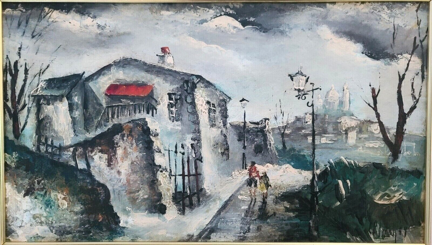 Signed Maurice de Vlaminck Style 1959 French Painting of Menilmontant Paris