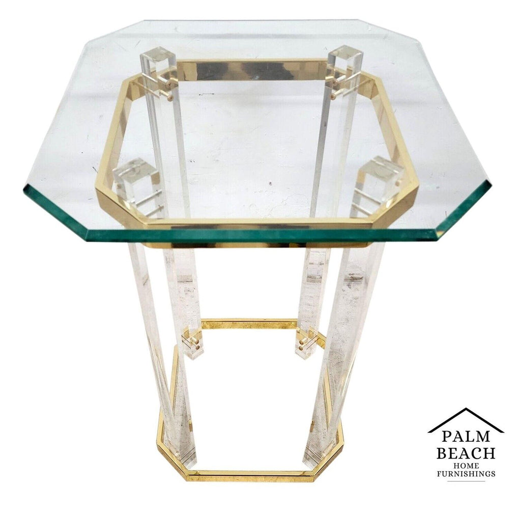 Lucite Side Table CHARLES HOLLIS JONES Style 24 Karat Gold Plated