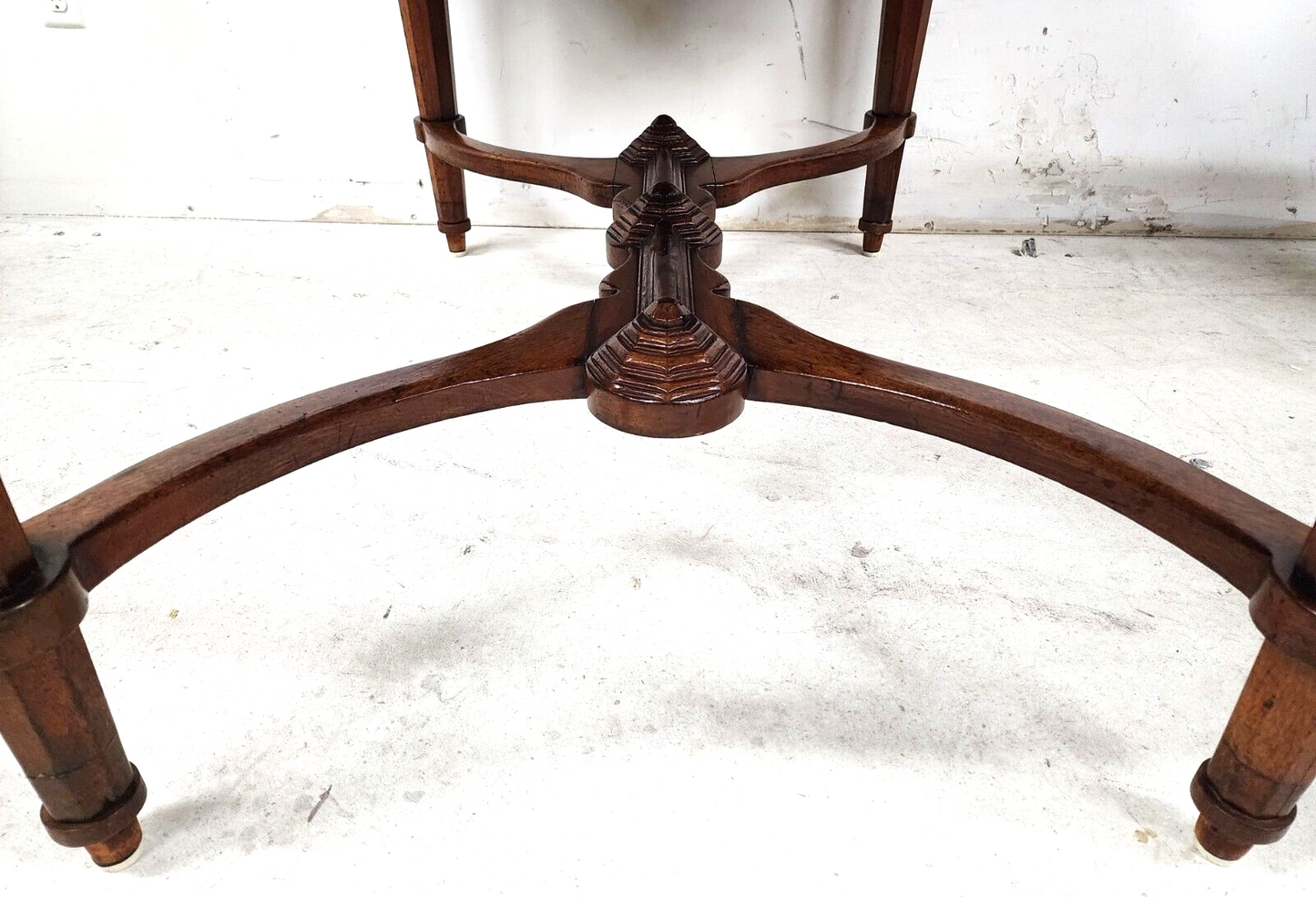 Antique Library Dining Table English 4 Drawer w Glass Top