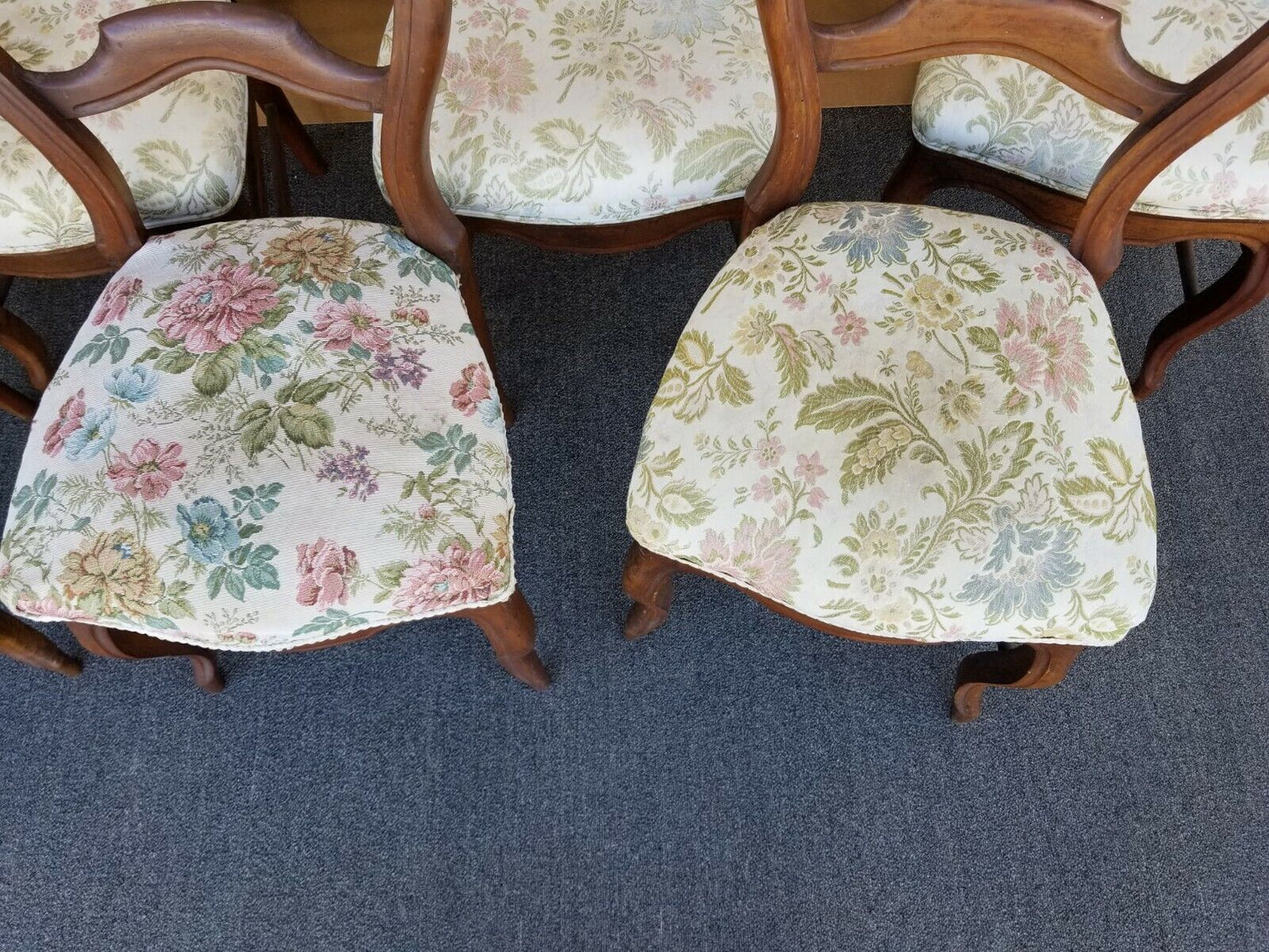 Set of 7 Antique circa 1900 Victorian Balloon Back Chairs