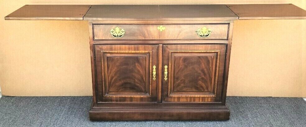 Vtg DREXEL Flame Mahogany Flip Top Rolling Buffet Sideboard Dry Bar Server Cart