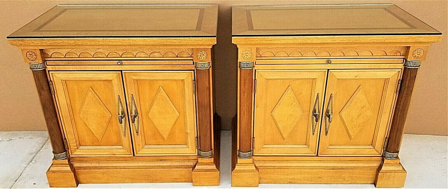 STANLEY FURNITURE Art Deco Dresser with Matching Mirror and Custom Glass Top