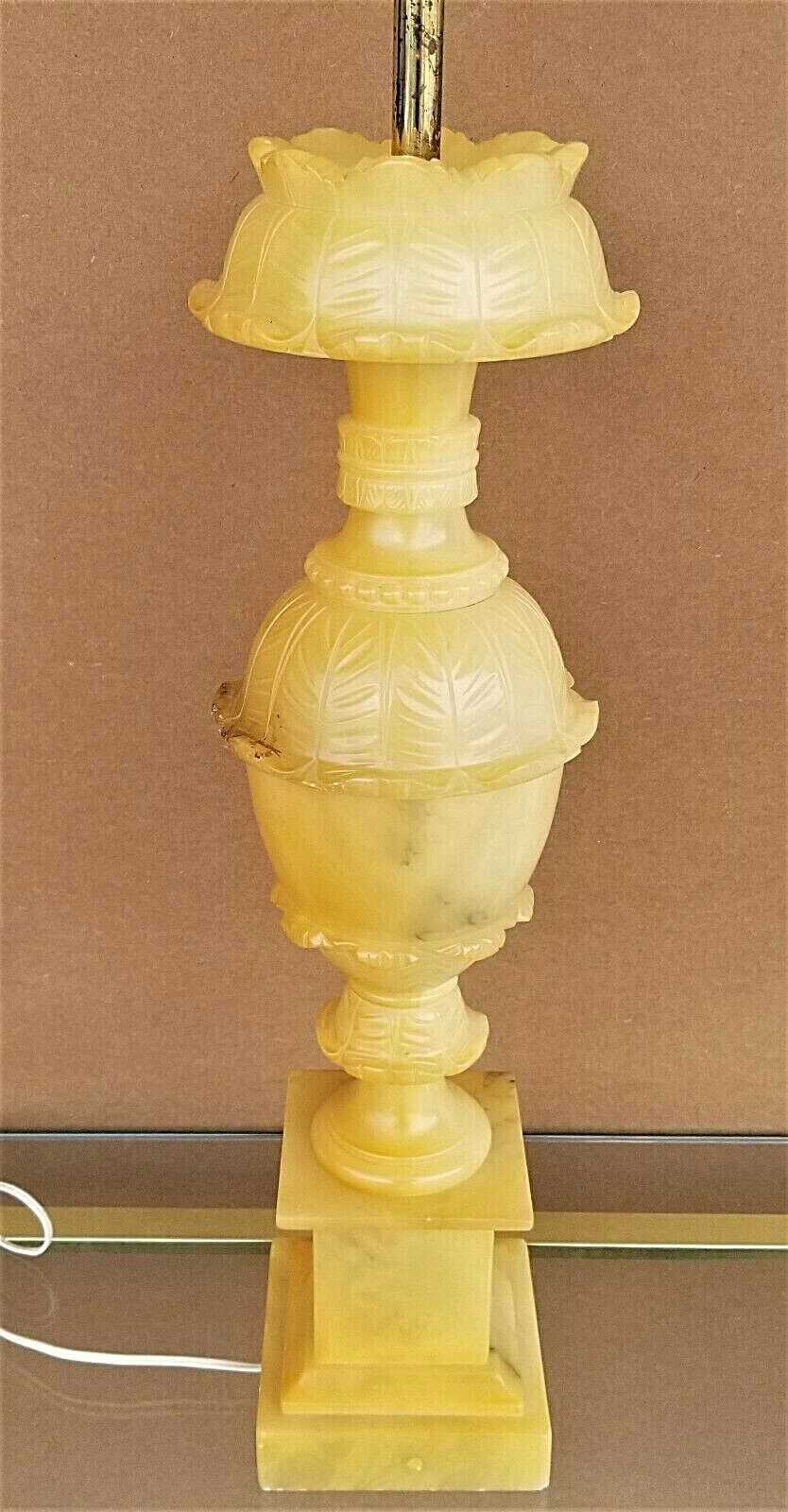 Vintage Large SAFRAN GLUCKSMAN Sculpted Alabaster Marble Table Lamp
