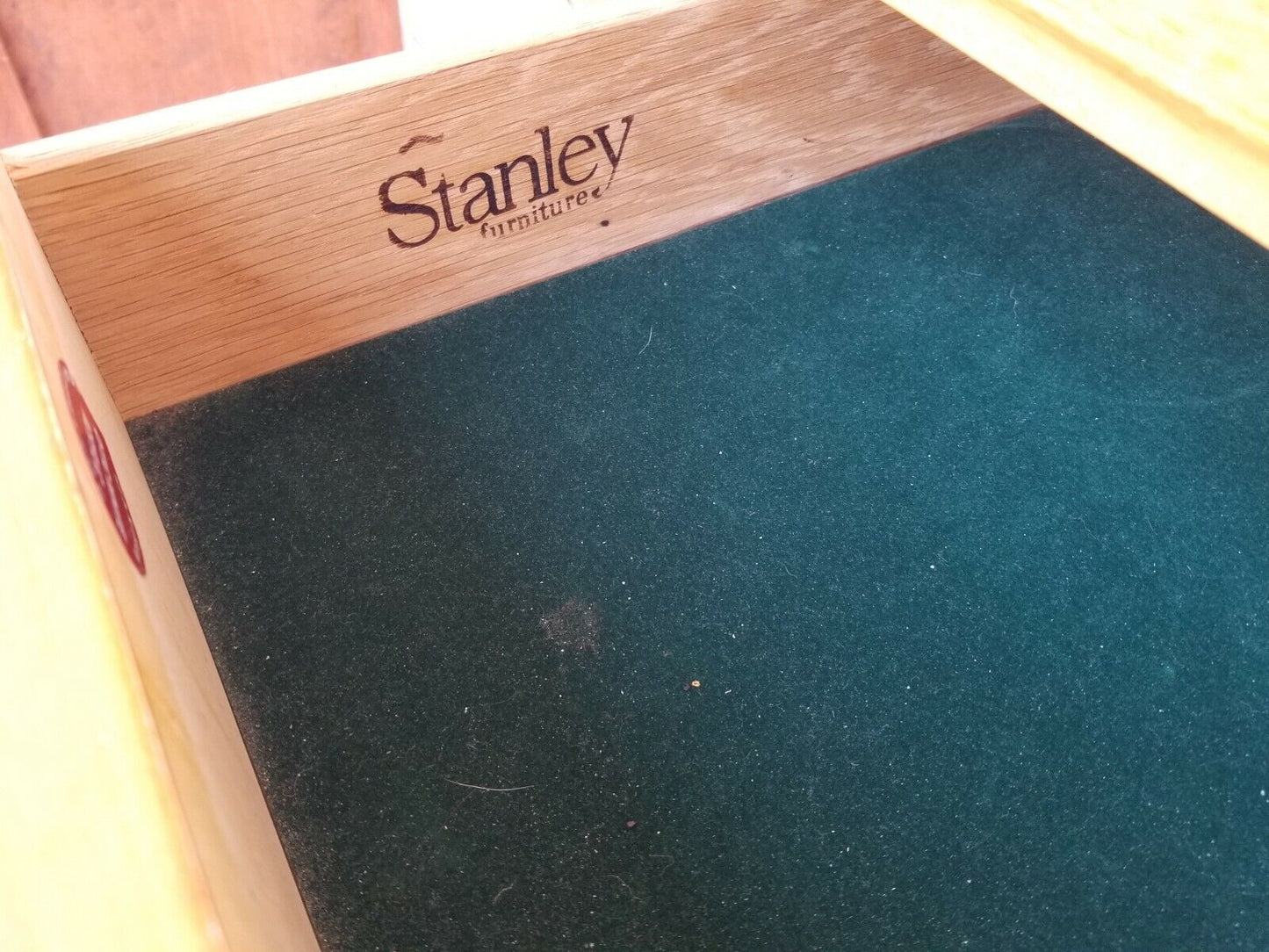 STANLEY FURNITURE Art Deco Dresser with Matching Mirror and Custom Glass Top