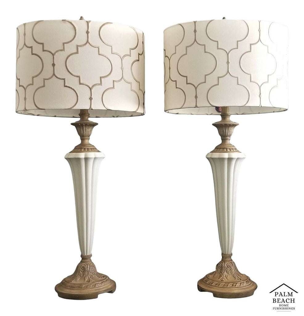 Pair of Elegant LENOX QUOIZEL Table Lamps with Coordinated Shades