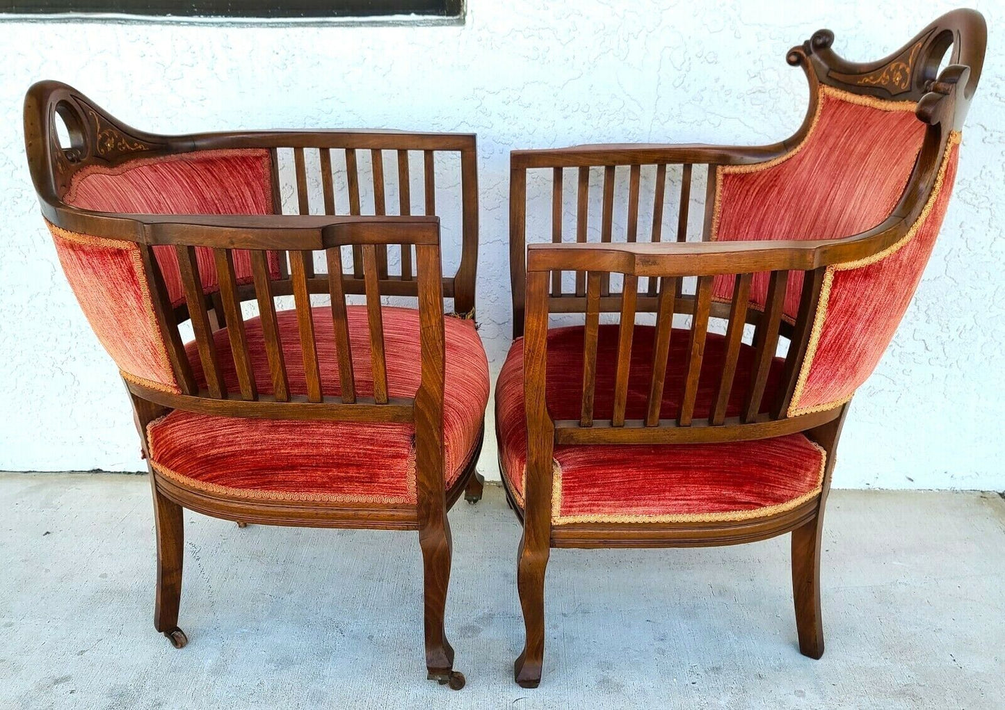 Antique c 1900 Matching Mahogany His Her Armchairs