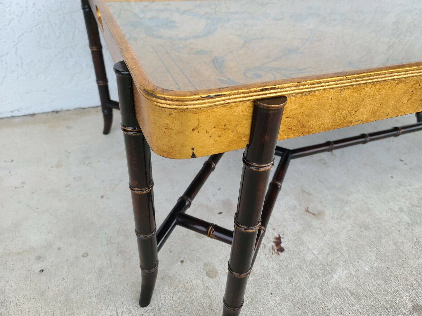 EJ VICTOR Gilt Tray Top Faux Bamboo Cocktail Coffee Table