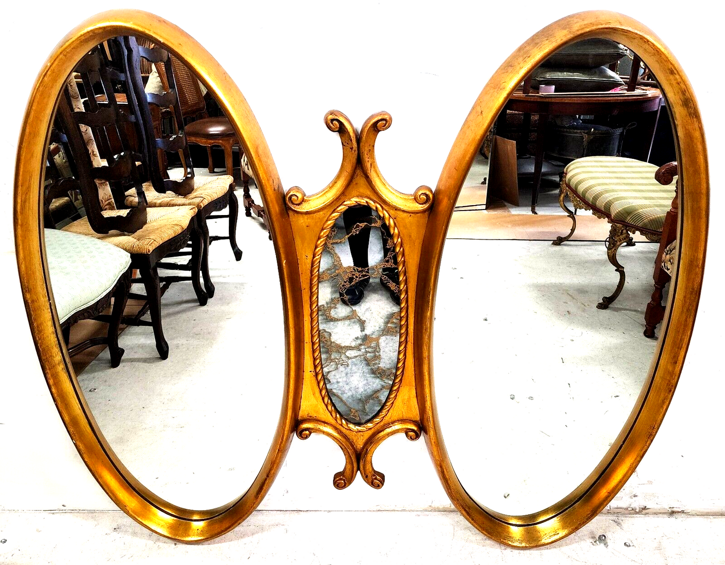 French Giltwood Mirror Gold Leaf Vintage Huge 54" x 48"