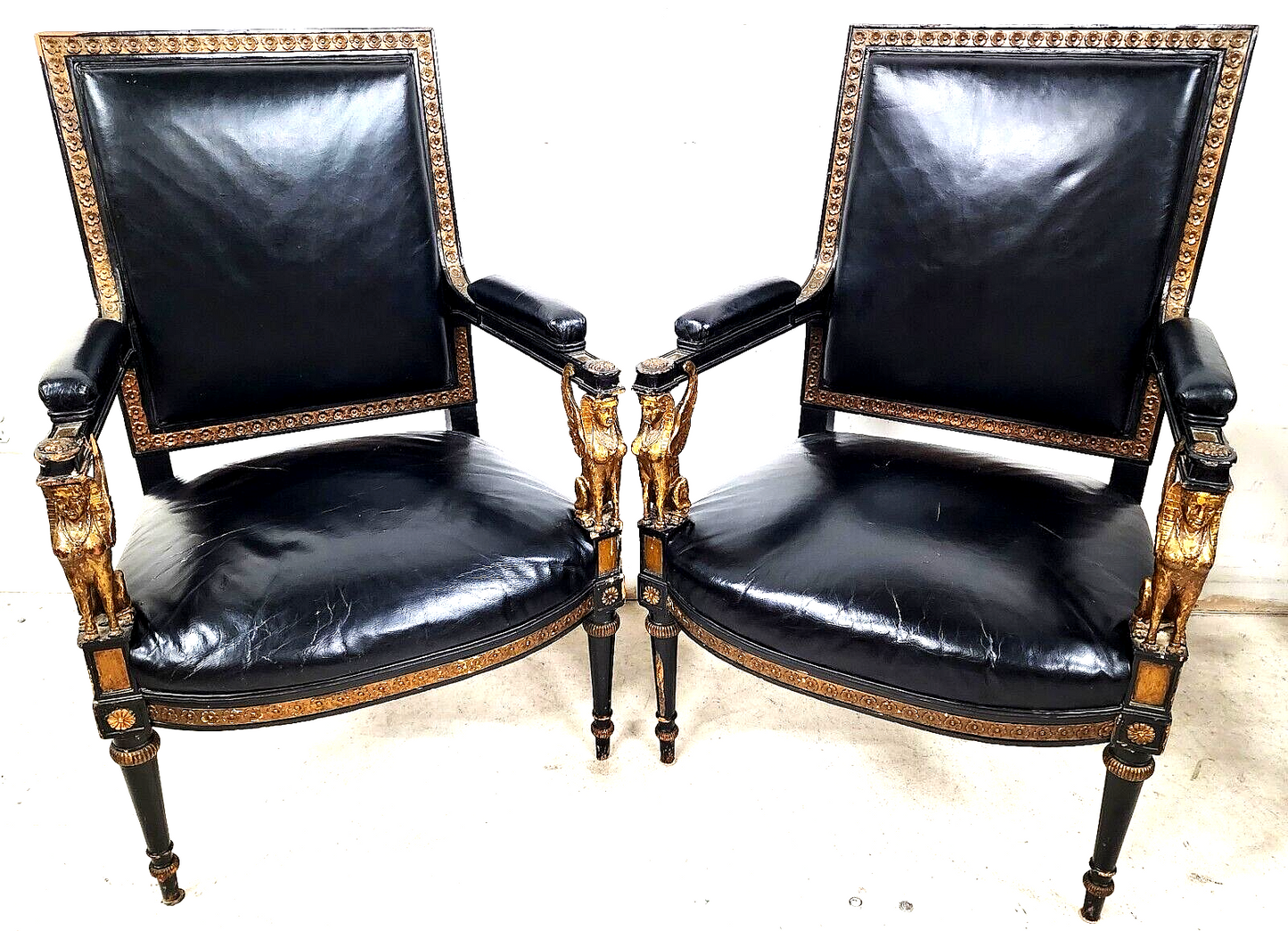 Leather Armchairs Empire Style Mid Century
