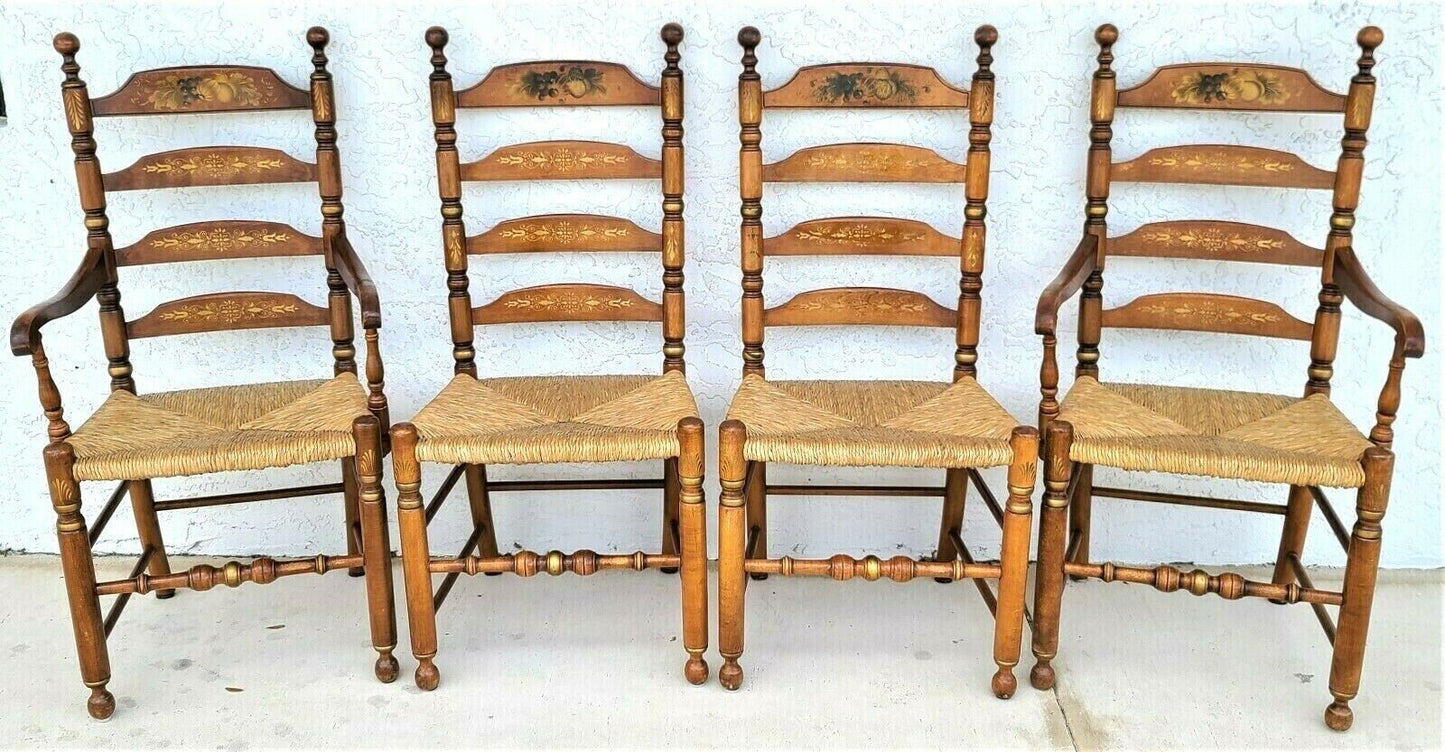 L Hitchcock Dining Chairs Harvest Stenciled Ladder Back Rush Seat