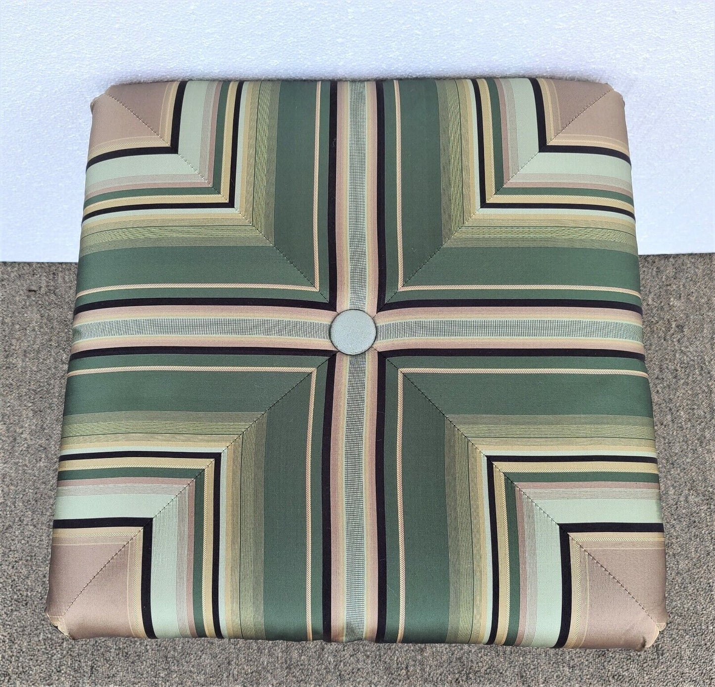 FERGUSON COPELAND Tufted French Nail Trimmed Hourglass Pouf Ottoman Footstool