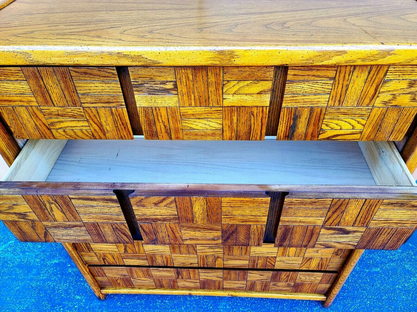 Mid Century Modern Brutalist Highboy Dresser by LANE