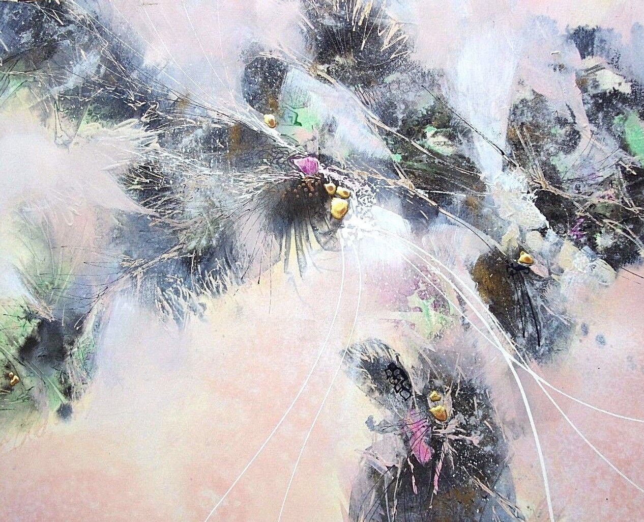 1988 Edward Goldman 1916-2006 Summer Winds Acrylic Gold Leaf Painting Signed