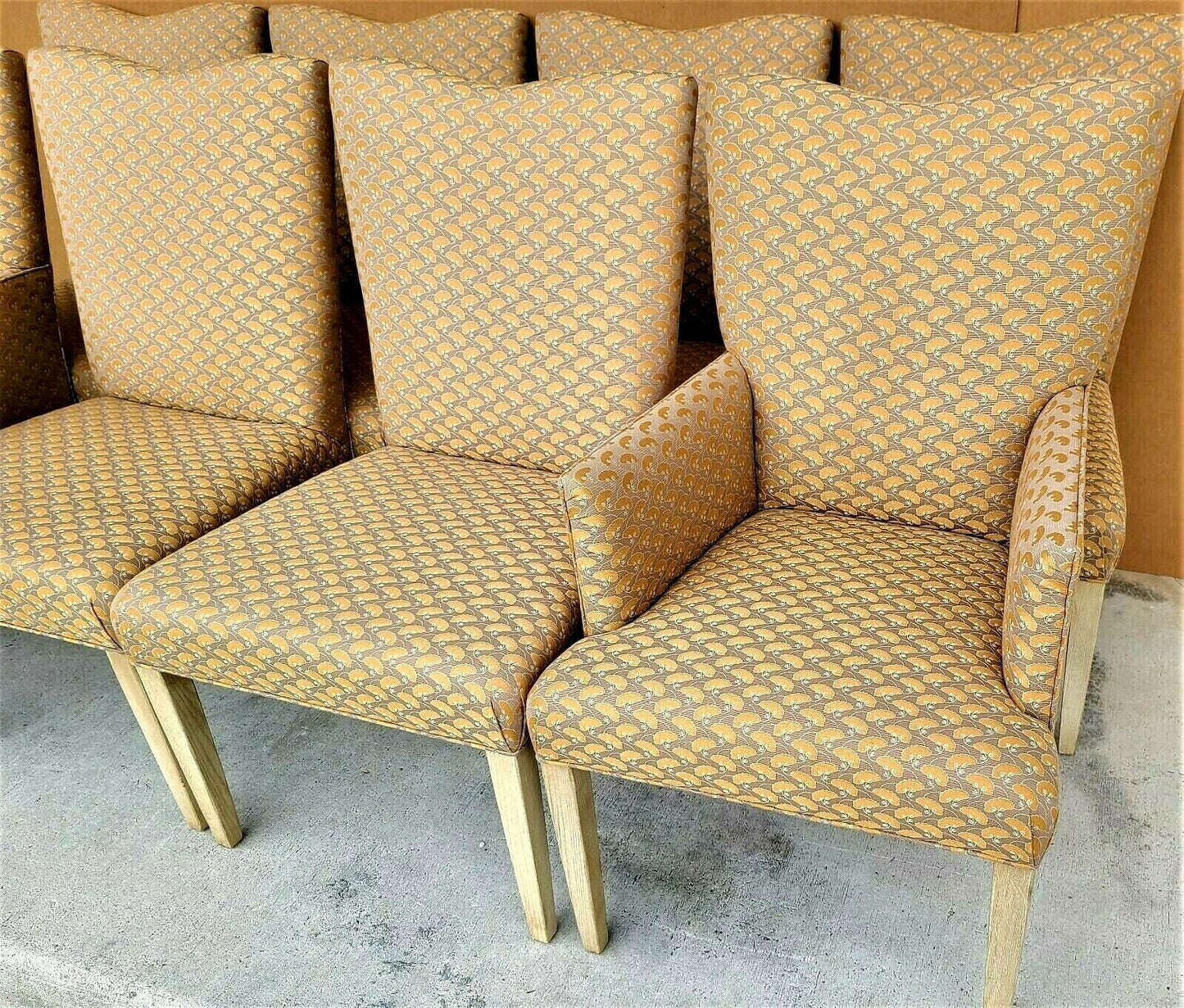 Contemporary Asian Klismos Leg Water Lilly Dining Chairs Set of 8