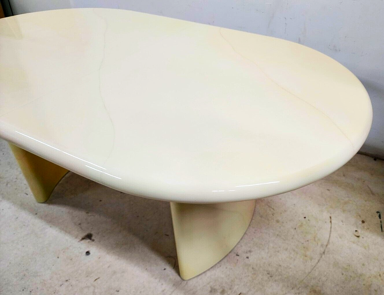 Goatskin Dining Table Karl Springer Style Lacquered 1980s with Leaf