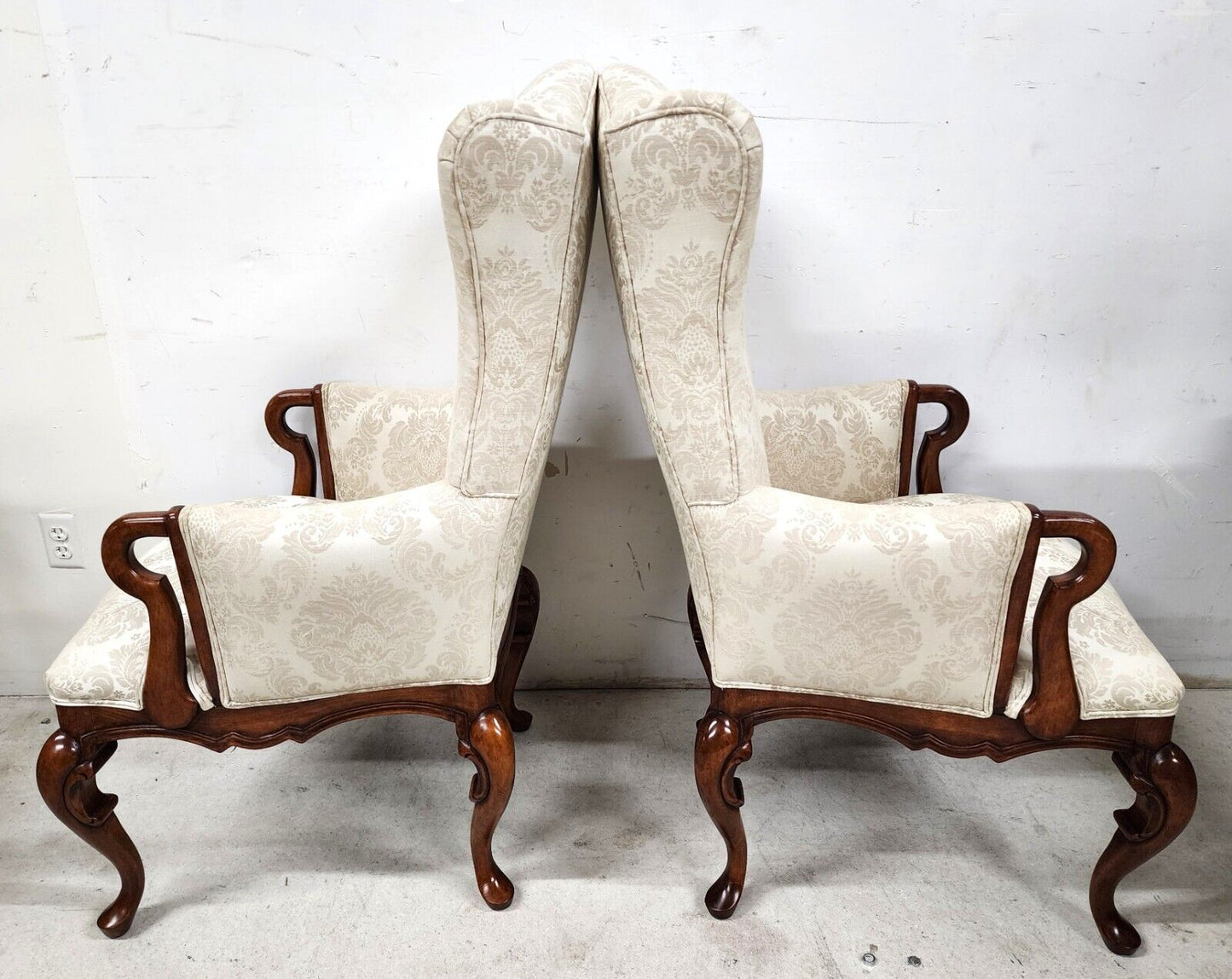 Pair of Fabulous Chinese Chippendale Wingback Armchairs by BAU Furniture of California