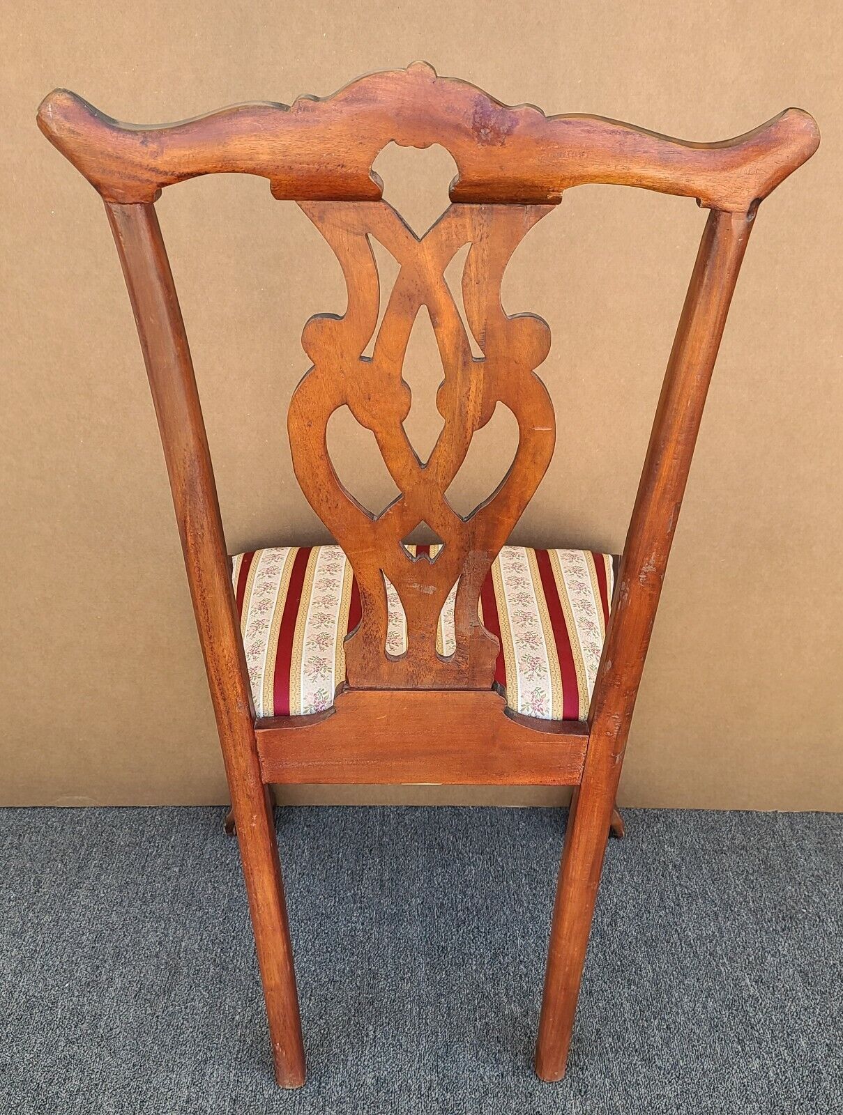 Vintage Mahogany Chippendale Ball & Claw Scroll Back Dining Desk Accent Chair