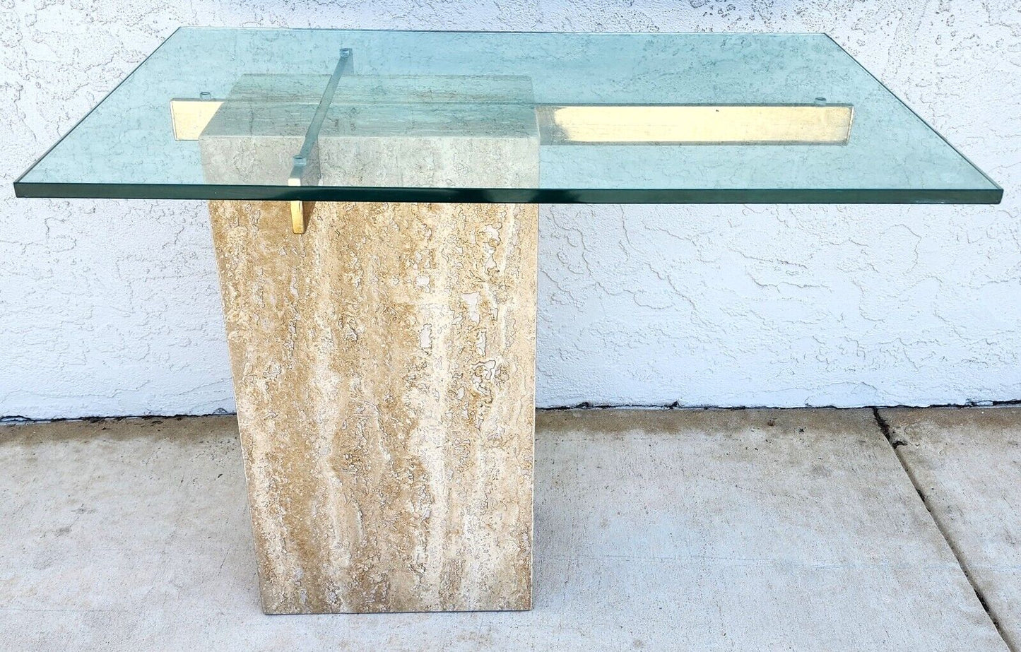 Travertine Side Table Marble Glass by ARTEDI 1970s