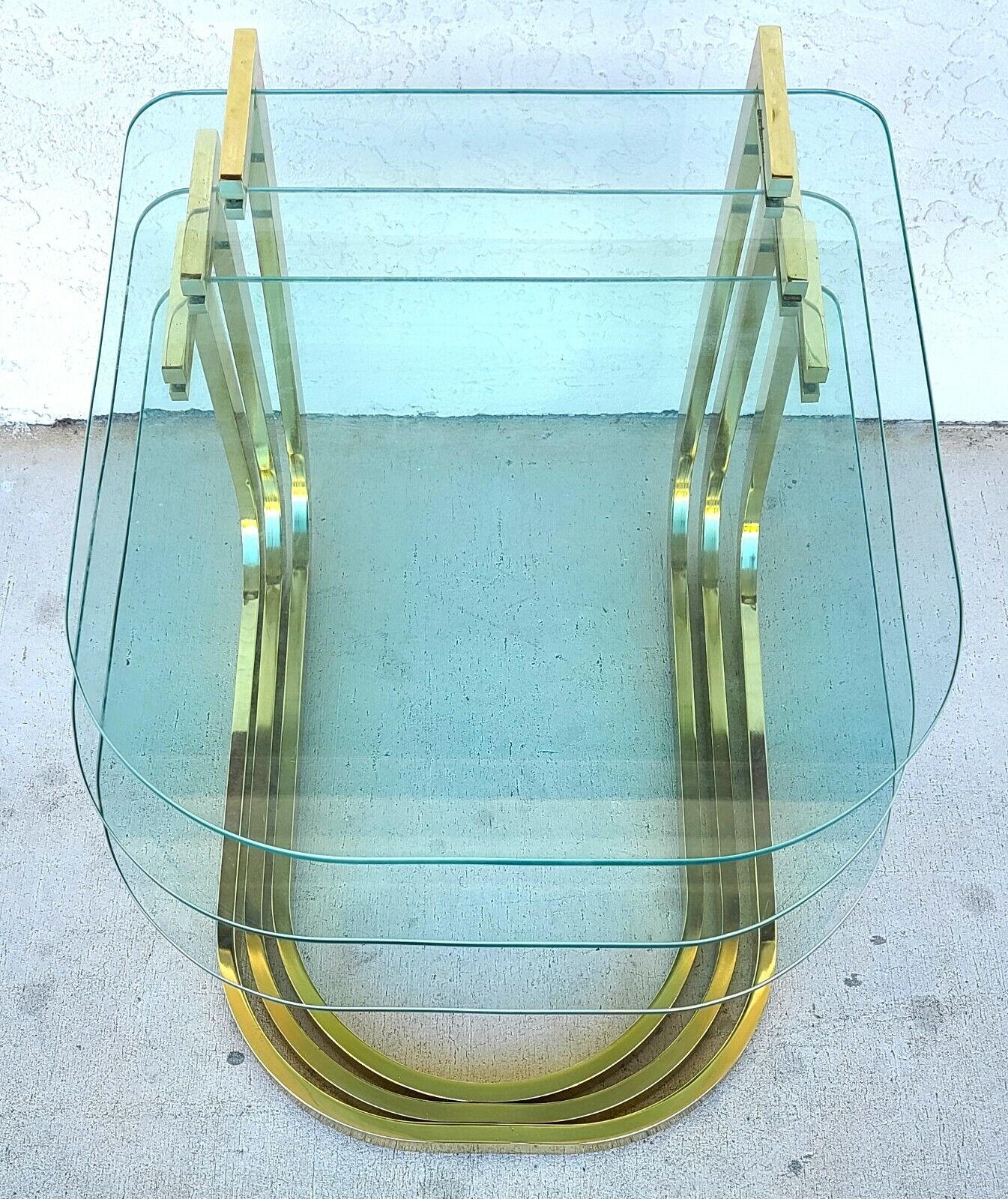 Vintage 1970's MCM Brass & Glass Nesting Tables