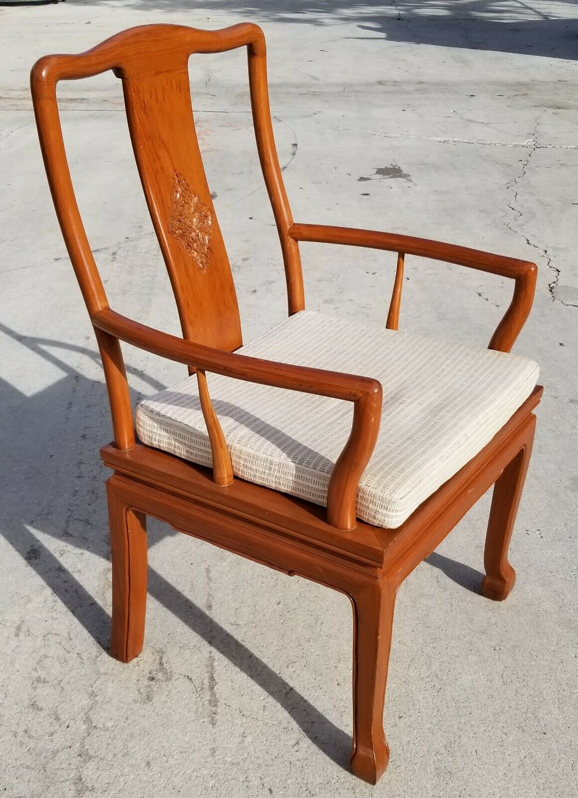 HENREDON Style Yoke Asian Chinoiserie Solid Wood Dining Accent Desk Armchair